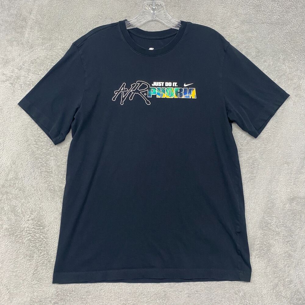 Nike Shirt Mens Medium Black Air Phoria Short Sleeve Crew Neck Swoosh Logo